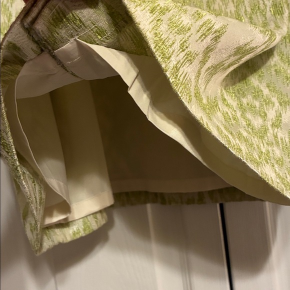 Ann Taylor Green and Cream Damask Patterned Skirt - Picture 5 of 10